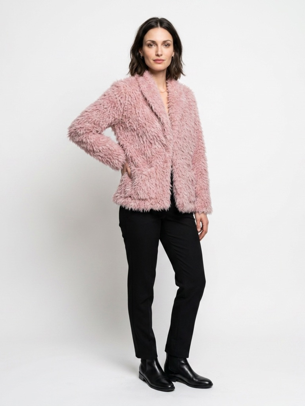 NWOT Women's Pink Faux Fur Jacket sz S